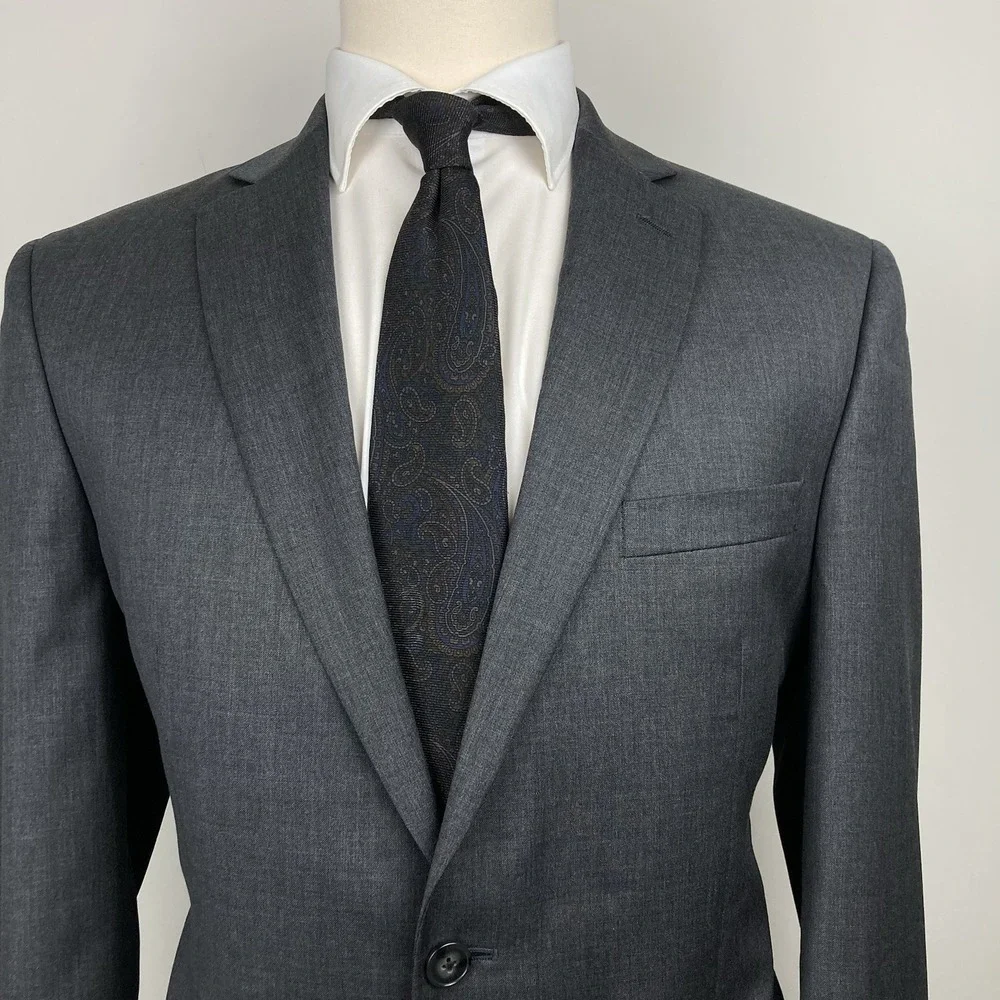 Calvin Klein Men Suit Jacket Blazer 42R 100%Wool Gray‎ E081149